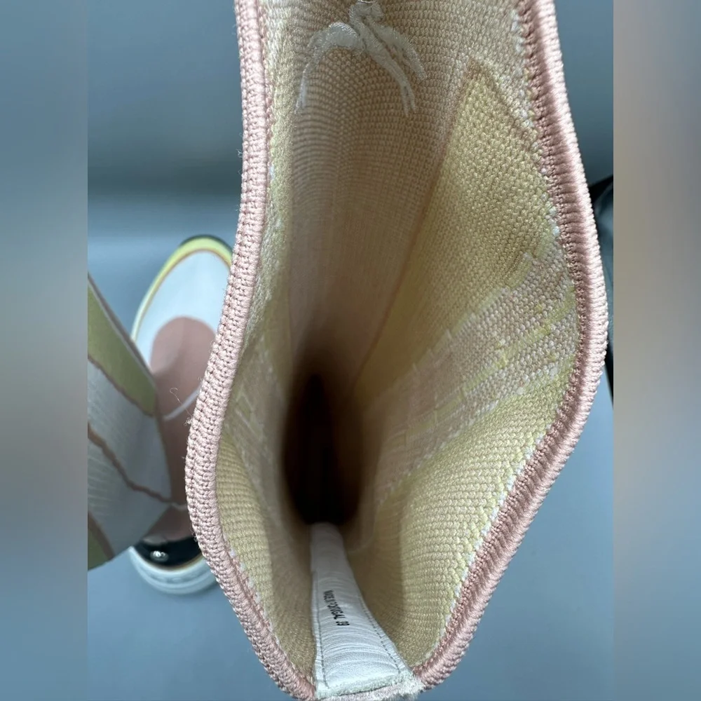 Longchamp Pink Yellow Tall Shaft Tennis Boots Sneakers